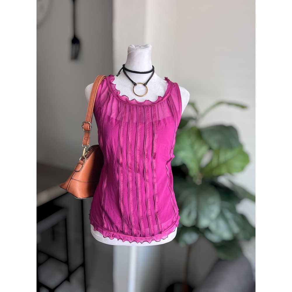 Ann Taylor Pleated Ruffled Tank Top Size 10